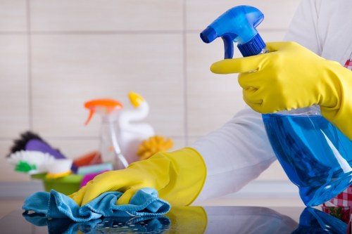 Technician protecting property while performing carpet cleaning